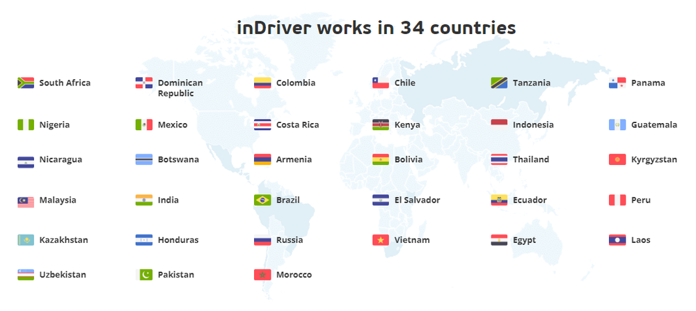 indriver,34 buah negara