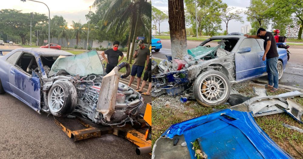 Nissan Skyline GT-T R34,Kemalangan,total lost,johor bahru