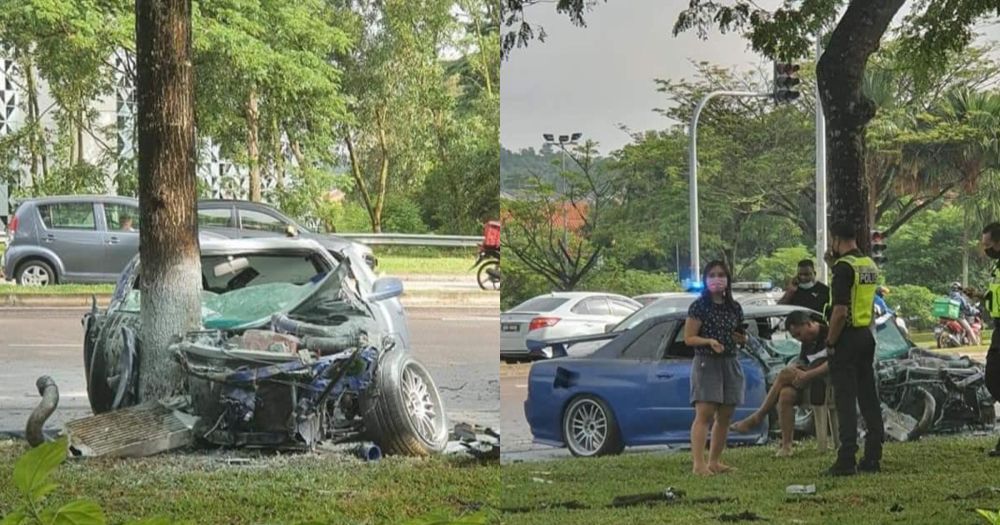 Nissan Skyline GT-T R34,Kemalangan,total lost,johor bahru