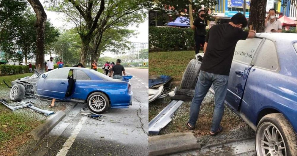 Nissan Skyline GT-T R34,Kemalangan,total lost,johor bahru