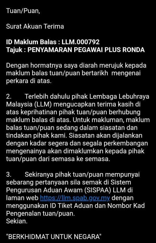 Laporan penyamar pegawai PLUS LLM