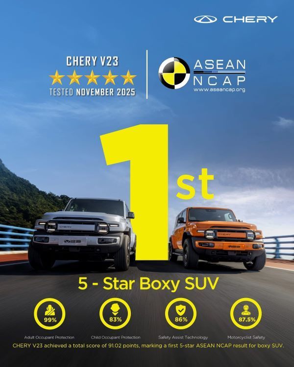 Top 5!!  Chery ติดอันดับจดทะเบียนรถยนต์ไฟฟ้าเดือนธันวาคม 2568 