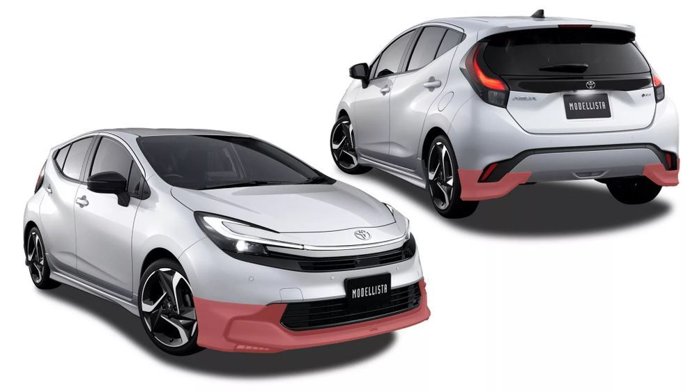 Toyota Aqua Minorchange ชุดแต่ง Modellista สเกิร์ตรอบคัน ล้ออัลลอยลายใหม่