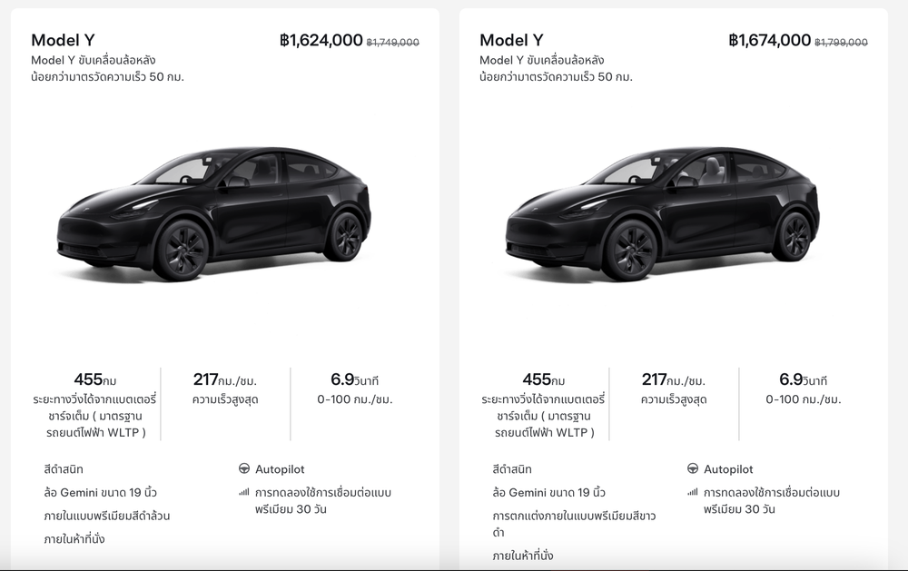 Tesla Model Y RWD ราคาใหม่