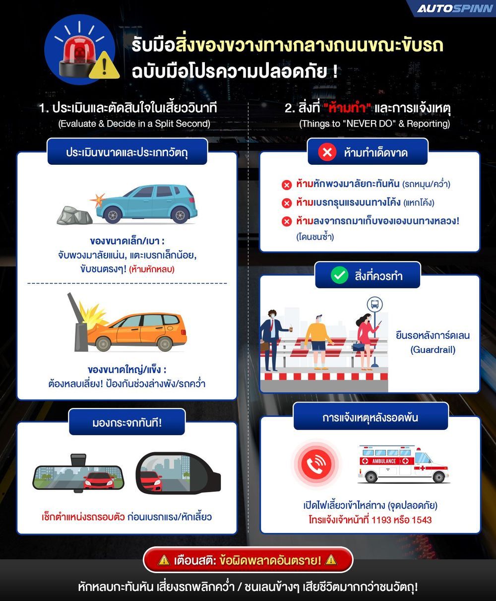รับมือสิ่งของขวางทางกลางถนนขณะขับรถ ฉบับมือโปรความปลอดภัย