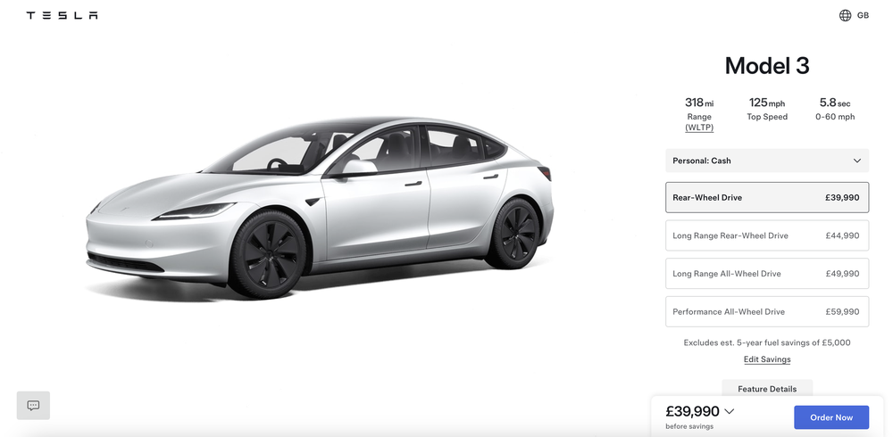 Tesla Model 3 Rear-Wheel Drive