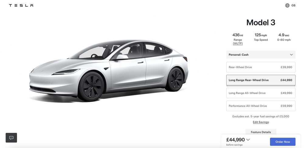 Tesla Model 3 Long Range Rear-Wheel Drive