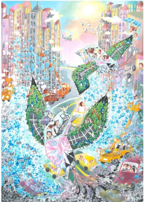 ผลงานชื่อ “Tree Bird Car”