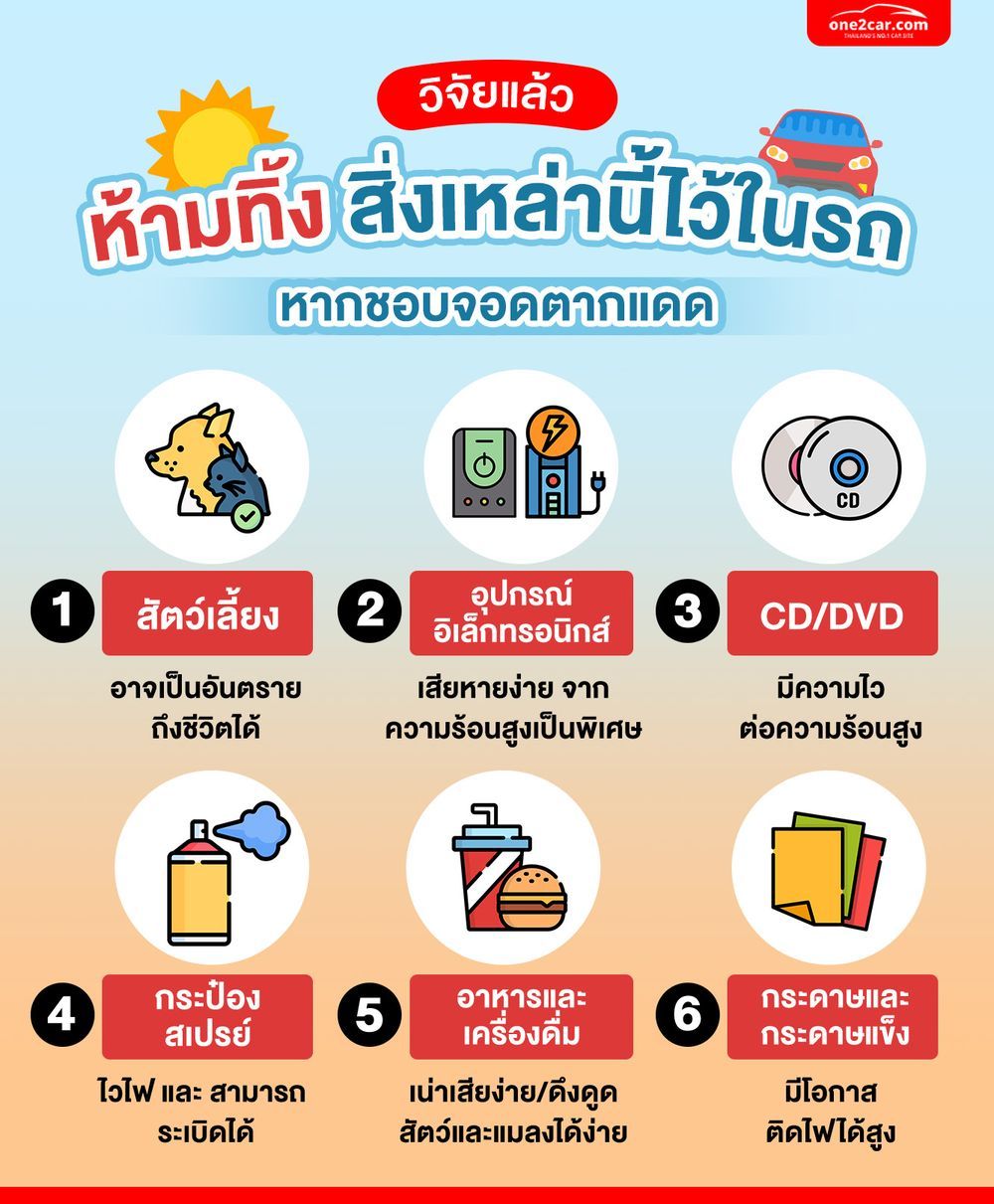 สิ่งของที่ห้ามไว้ในรถ หากชอบจอดรถตากแดด