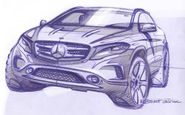 Mercedes-Benz ปล่อยภาพสเก็ตช์ทีเซอร์ 2014 GLA