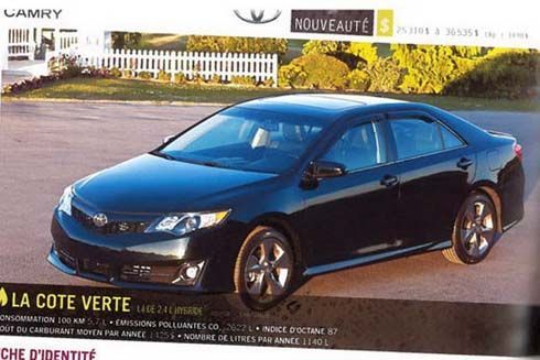 ดูกันอีกที All-New Toyota Camry 2012 โฉมอเมริกาเหนือ โผล่ในคู่มือรถที่แคนาดา