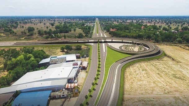 คืบหน้าสร้างทางต่างระดับบนถนนสายแยกทางหลวงหมายเลข 33 - ด่านผ่านแดนบ้านคลองลึก เสร็จเกือบครึ่ง