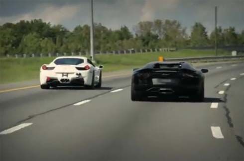 ศึกสปาเก็ตตี้ Ferrari 458 Italia Twin-Turbo วัดใจ Lamborghini Aventador LP700-4