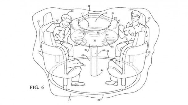 Ford จดสิทธิบัตรโต๊ะพับเก็บได้ในรถยนต์ พร้อมถุงลมนิรภัย