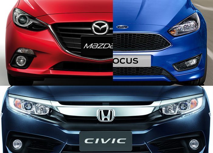 ศึกแห่งเทคโนโลยี! ประลองกำลังรถคอมแพ็กต์ Honda Civic – Ford Focus – Mazda 3