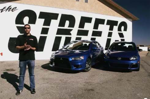 MotorTrend จับ Mitsubishi Lancer EVO MR มาชนกับ Volkswagen Golf R