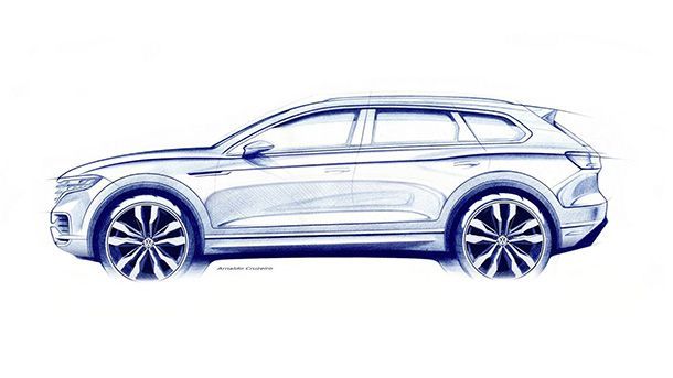 ชมทีเซอร์สเก็ตช์ Volkswagen Touareg เจนเนอเรชั่นที่สาม ก่อนเปิดตัวเดือนมีนาคม