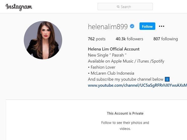 Akun Instagram Helena Lim, Crazy Rich PIK