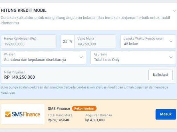 simulasi kredit mobil bekas lewat i-Applicator di Mobil123.com