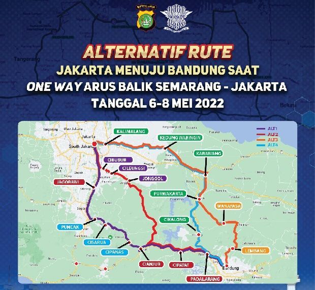 Rute Alternatif Jakarta-Bandung  (Foto: Instagram/Divisihumaspolri)