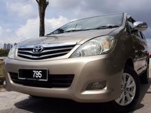 2011 Toyota Innova 2.0 G FULSPEC FACELIFT FULL LOAN 7 SEATER MPV 1 LADY OWNER VERY WELL MAINTAINED