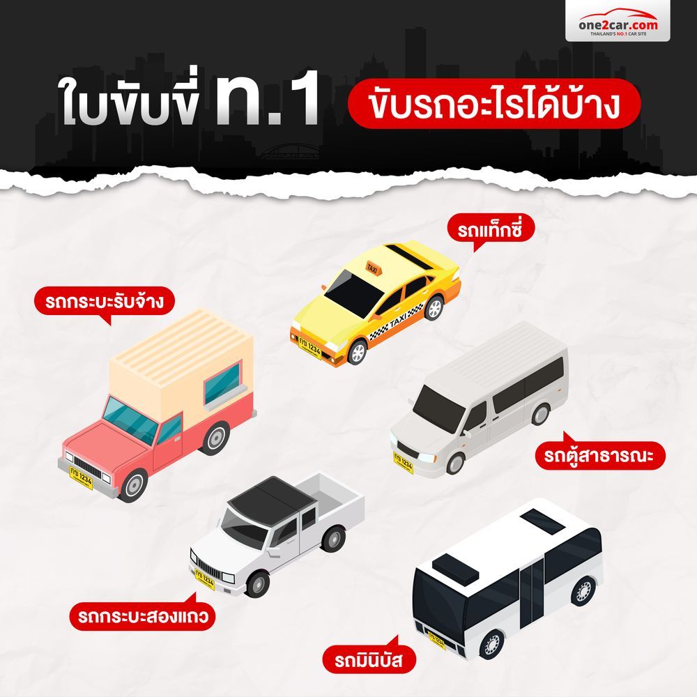 ใบขับขี่ ท.1 ขับรถอะไรได้บ้าง