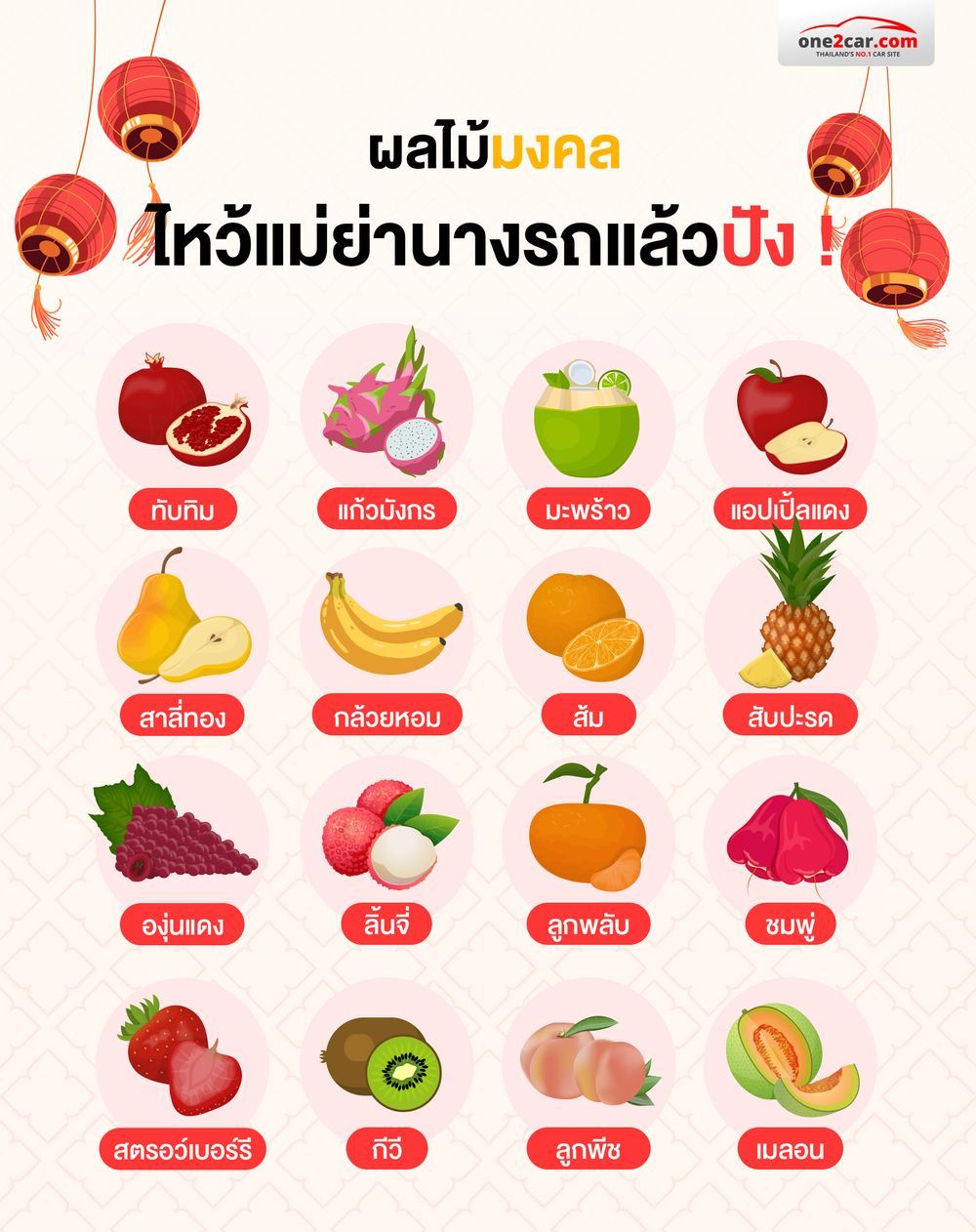 ผลไม้มงคล 5-9 อย่าง ไหว้แม่ย่านางรถ