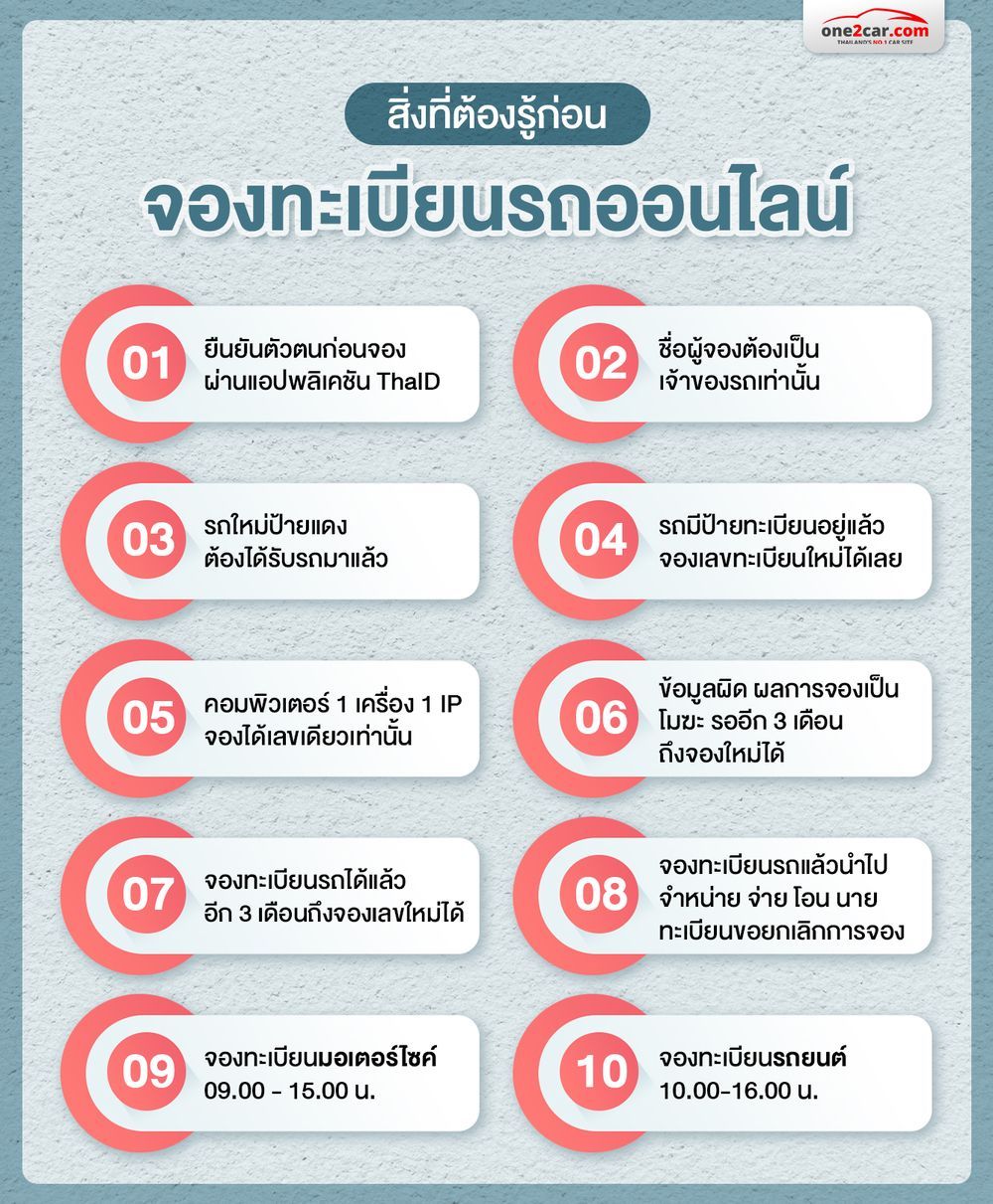 วิธีจองทะเบียนรถออนไลน์ รถยนต์ รถมอเตอร์ไซค์
