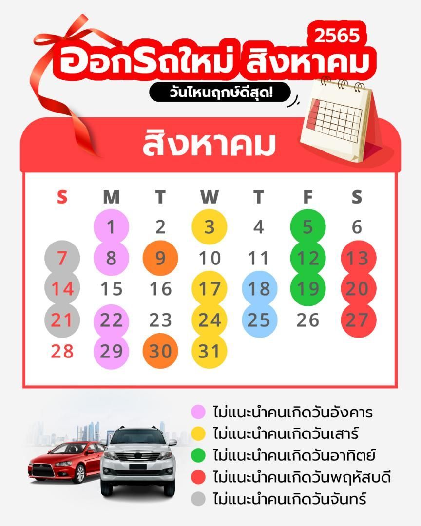 ฤกษ์ออกรถ สิงหาคม 2565 ออกรถวันไหนแล้วรวย - Featured | One2Car